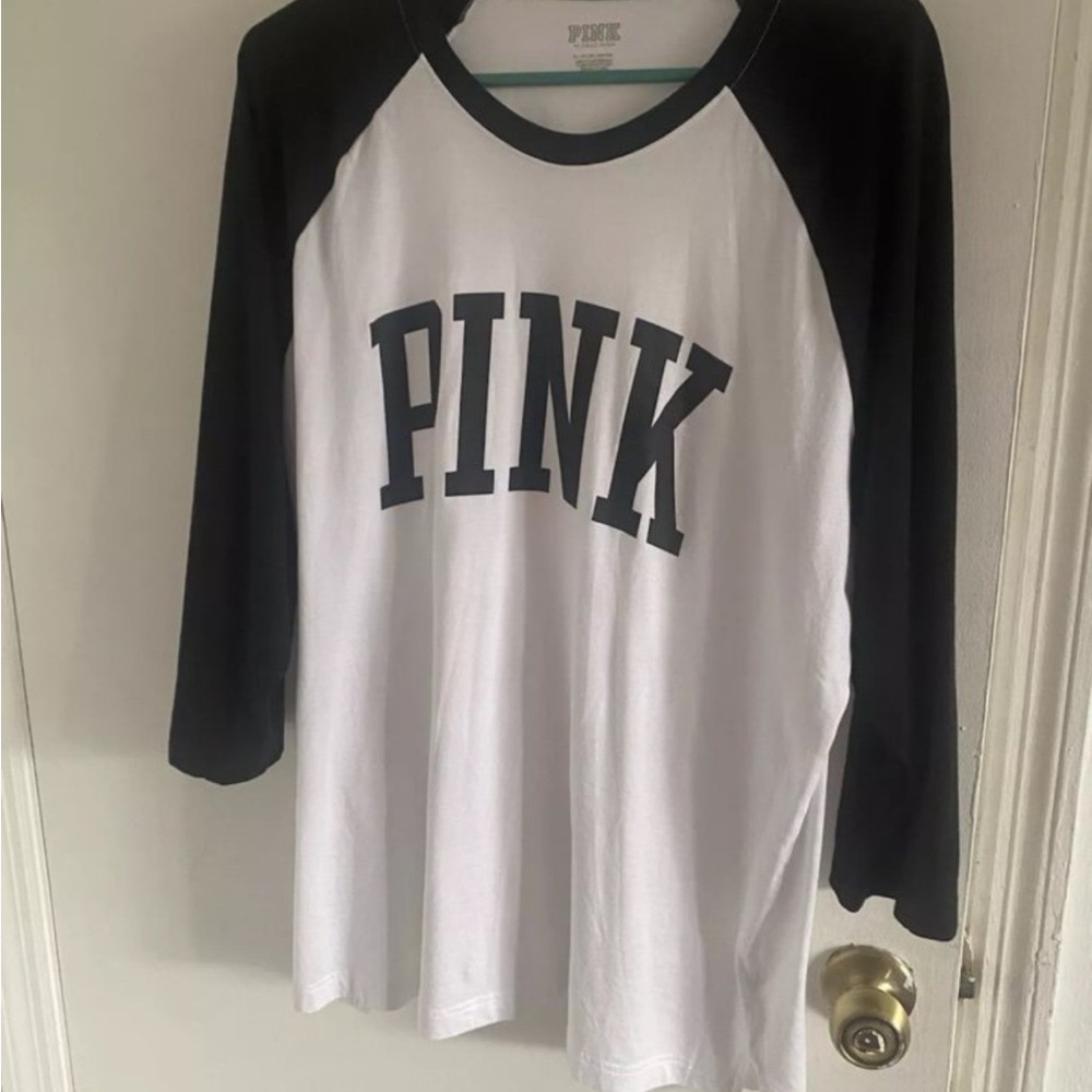 PINK Black and White Raglan T-Shirt